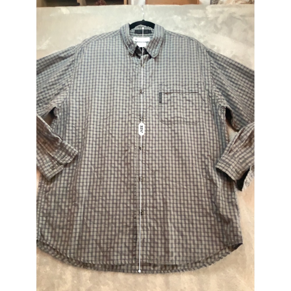Columbia Mens XL Grey Plaid Long Sleeve Button Down Shirt Modal Blend AM7511 - Picture 4 of 7